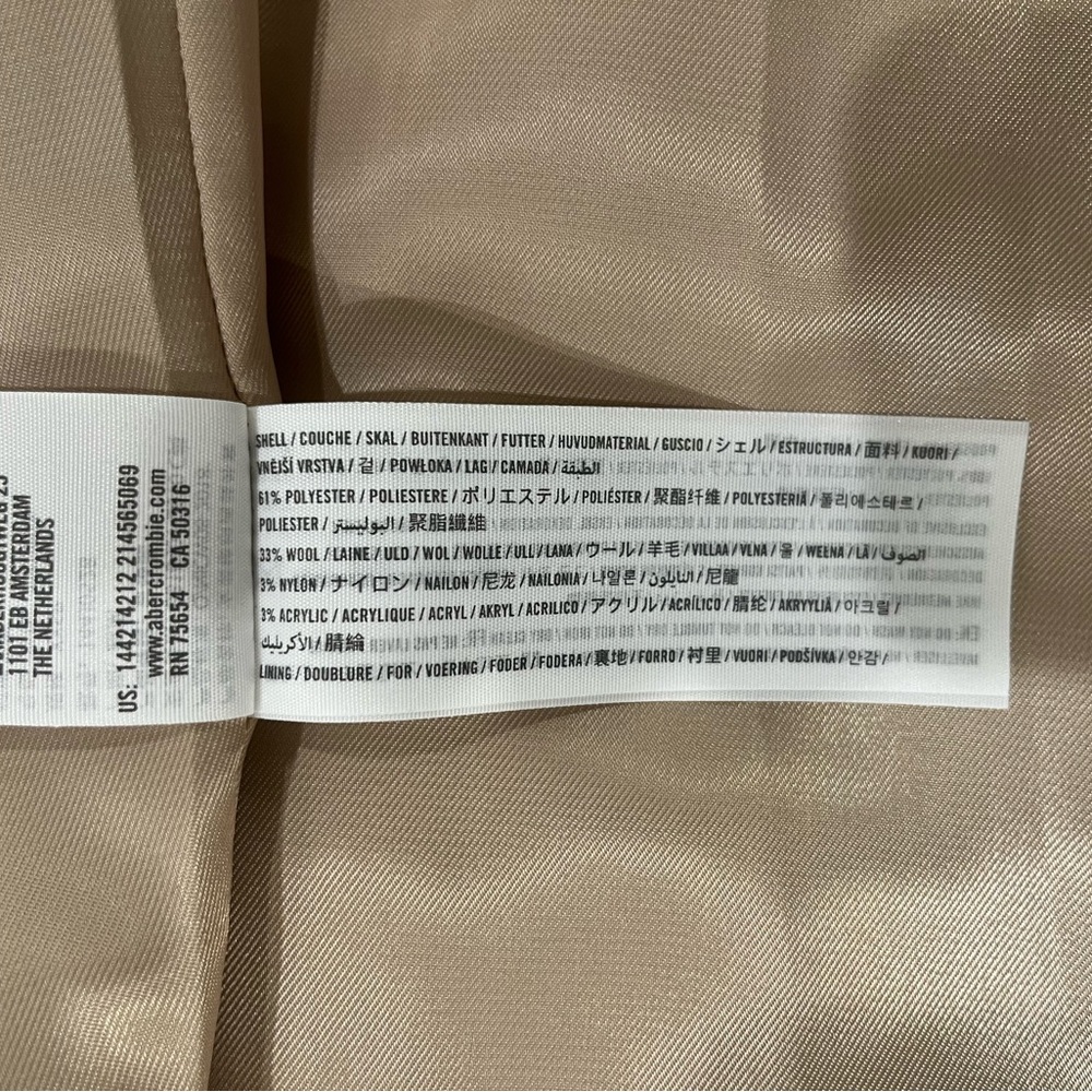NWT abercrombie wool blend blazer coat in camel XXS P - Picture 3 of 14